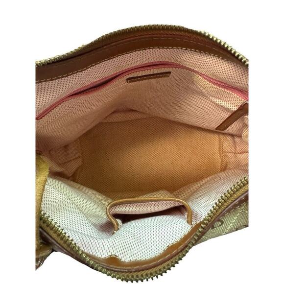 Vintage Dooney & Bourke Monogram BOHO Shoulder Bag Brown Leather Trim - Picture 2 of 11